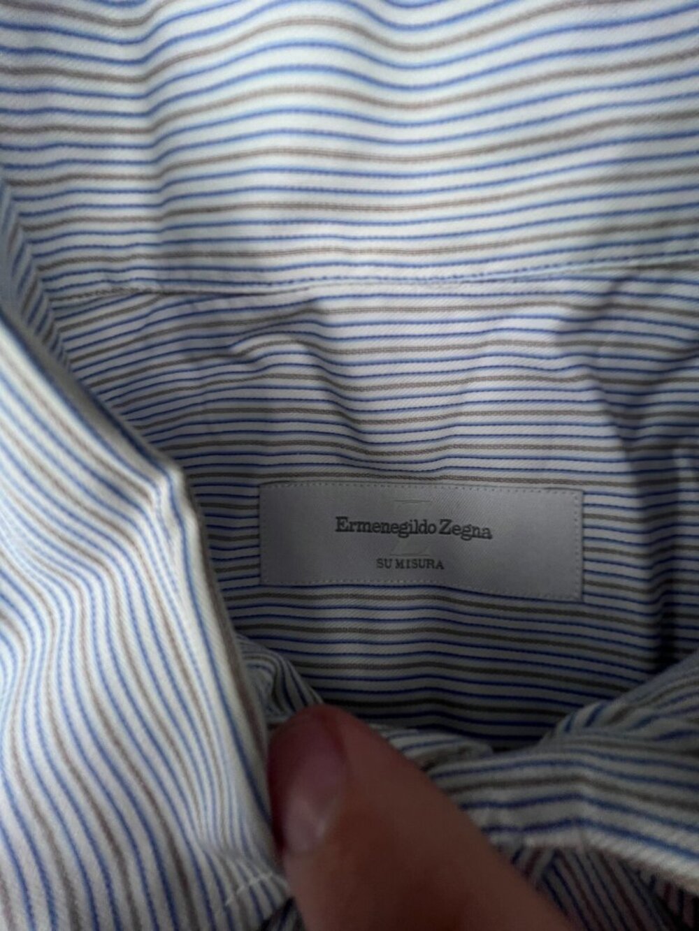 Ermenegildo Zegna Su Misura Button Up Shirt Striped Blue Gold Portofino Comfort - Picture 8 of 11